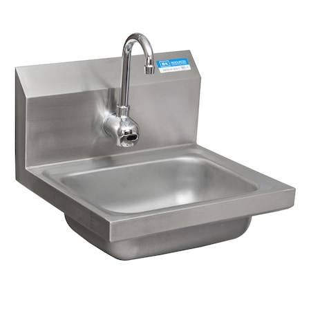 Bk Resources Hand Sink Stainless Steel W/Sensor Faucet, 1 Hole 3-1/2" Drain BKHS-W-1410-1-4D-P-G